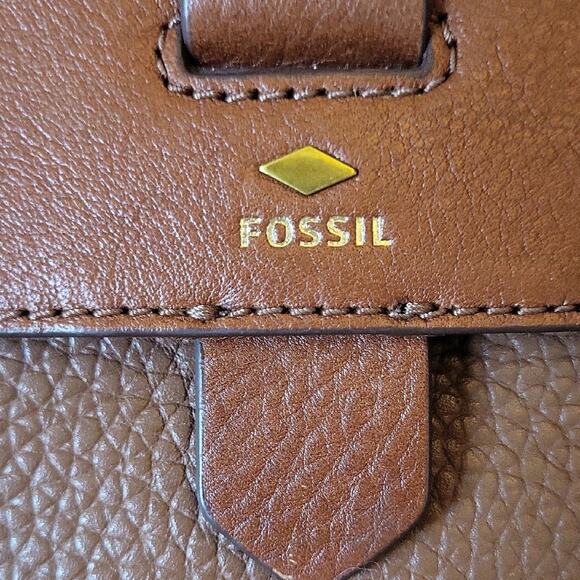 Fossil Tan Leather Crossbody Bag Shoulder Purse - Picture 2 of 16